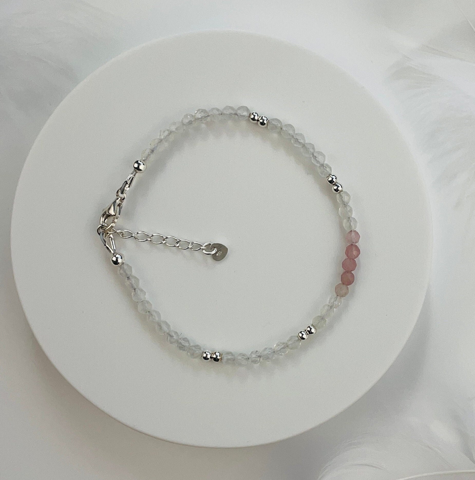 Bracciale con pietra di luna con biglietto, braccialetto di protezione