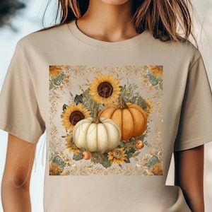 Boho Fall Floral Pumpkin, Autumn Pumpkin Wildflower Leaves, Retro Fall Png, Fall Flower Pumpkin, Fall Leaf Png, Autumn Pumpkin Shirt Design