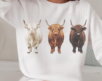 Highland Cow PNG: Western Shirt Design, Farm Sublimation (Digital Download)