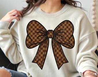 Coquette Bow PNG: Luxe Brown Bow, Girly Fashion Sublimation (Digital Download)