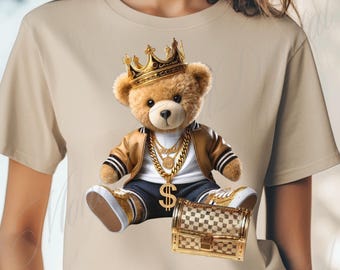 Hustler Bear Monogram PNG: Luxe Graffiti Design (Digital Download)