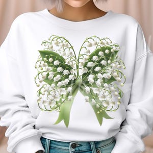 Noeud de coquette de fleurs sauvages Png, Noeud de fleur de muguet Png Design par sublimation, Coquette chemise Png, Floral Png, Noeud de printemps Png été