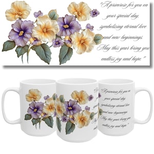 February Birth Flower PNG: Violet & Primrose Mug Wrap (Digital Download)
