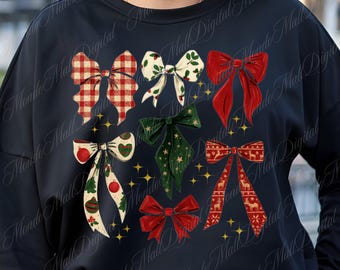Lazo navideño de acuarela: PNG festivo (descarga digital)