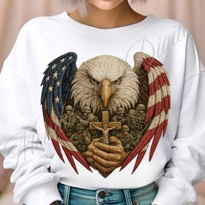 USA Eagle Patriotic PNG: Christian Military Design (Digital Download)