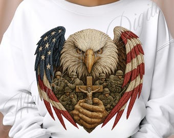 USA Eagle Patriotic PNG: Christian Military Design (Digital Download)