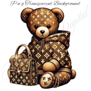 Monogramm Designer PNG, Hustler Bär, Luxe Bär Digitaler Download, Hip Hop Bär, urbanes Duffle Bag, Graffiti Bär Grafik T-Shirt, Luxus-Design
