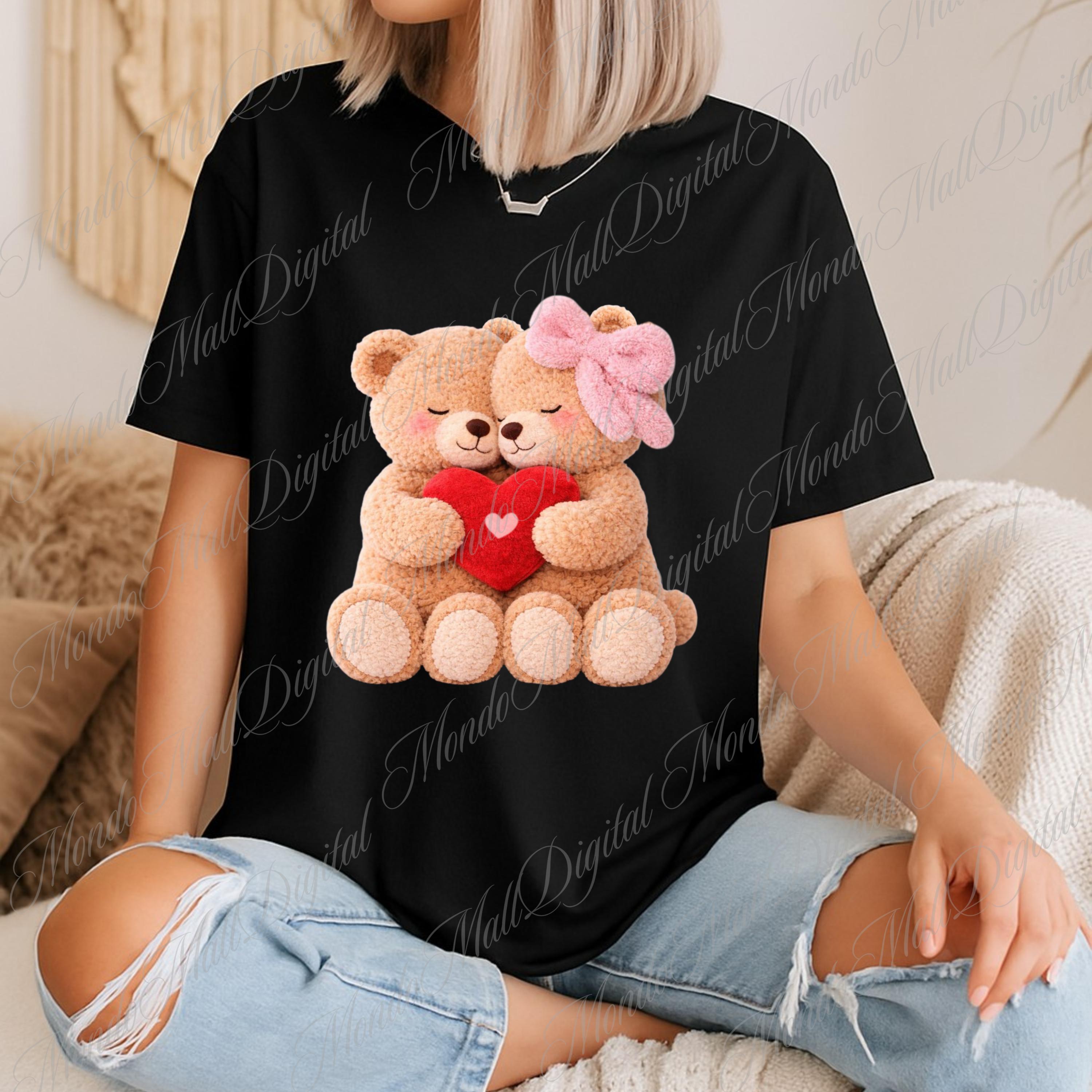 Teddy Bear Couple PNG, Valentine's Day Love, Plush Bears Holding Heart ...