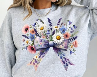 Noeud de coquette de fleurs sauvages PNG : motif floral à sublimation (téléchargement numérique)