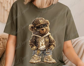 Luxury Bear Monogram PNG: Hustler Graffiti Design (Digital Download)