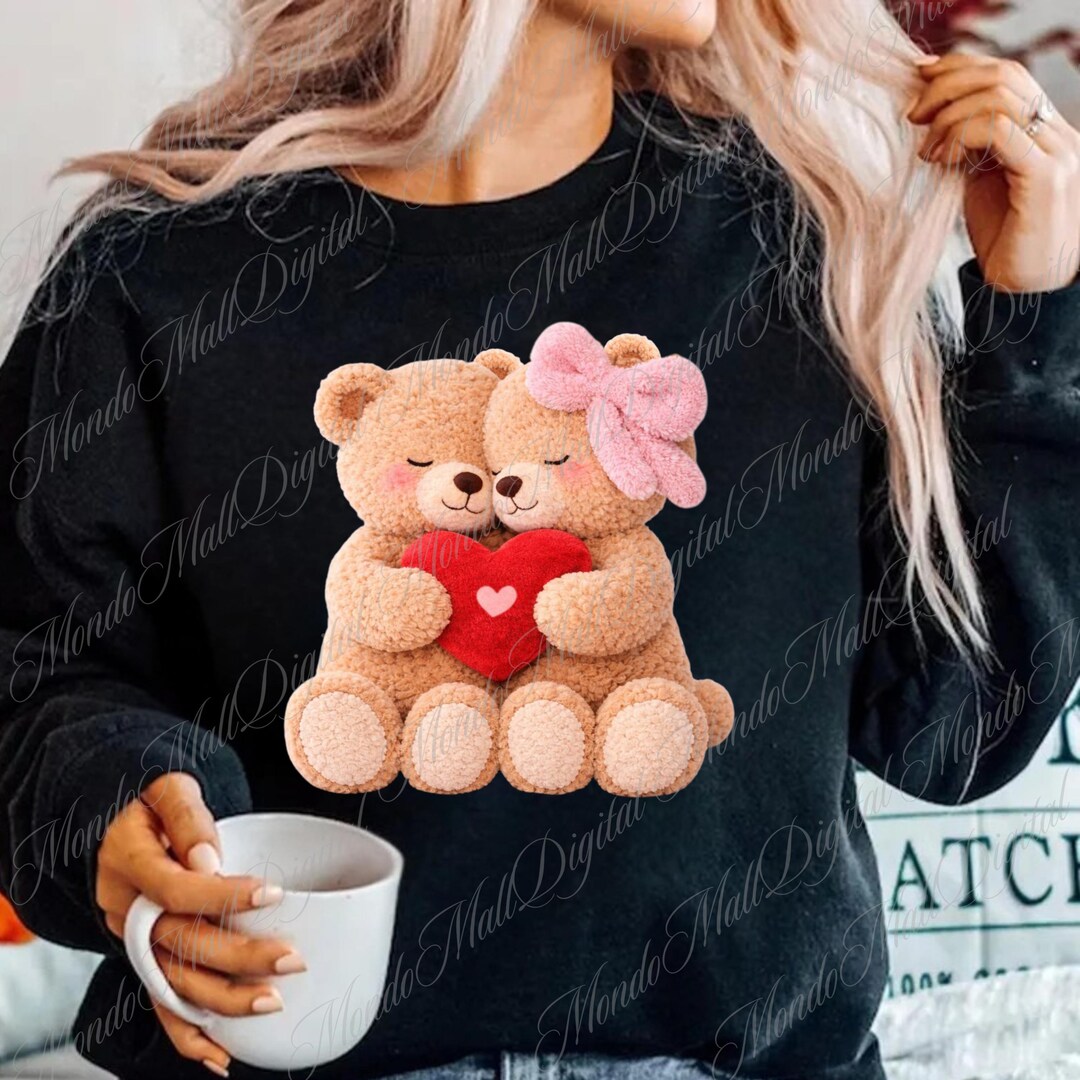 Teddy Bear Couple PNG, Valentine's Day Love, Plush Bears Holding Heart ...