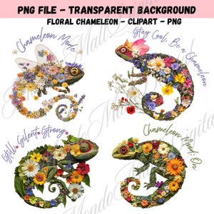 Chameleon PNG Clipart, Wildflower Floral Chameleon Sublimation,Colorful Reptile Illustration, Boho Nature Animal Digital Art,Tropical Design
