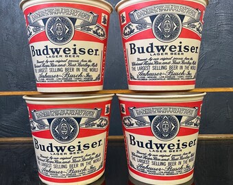 Vintage 1970s Budweiser Waxed Paper Ice Chest Cooler Ice Bucket