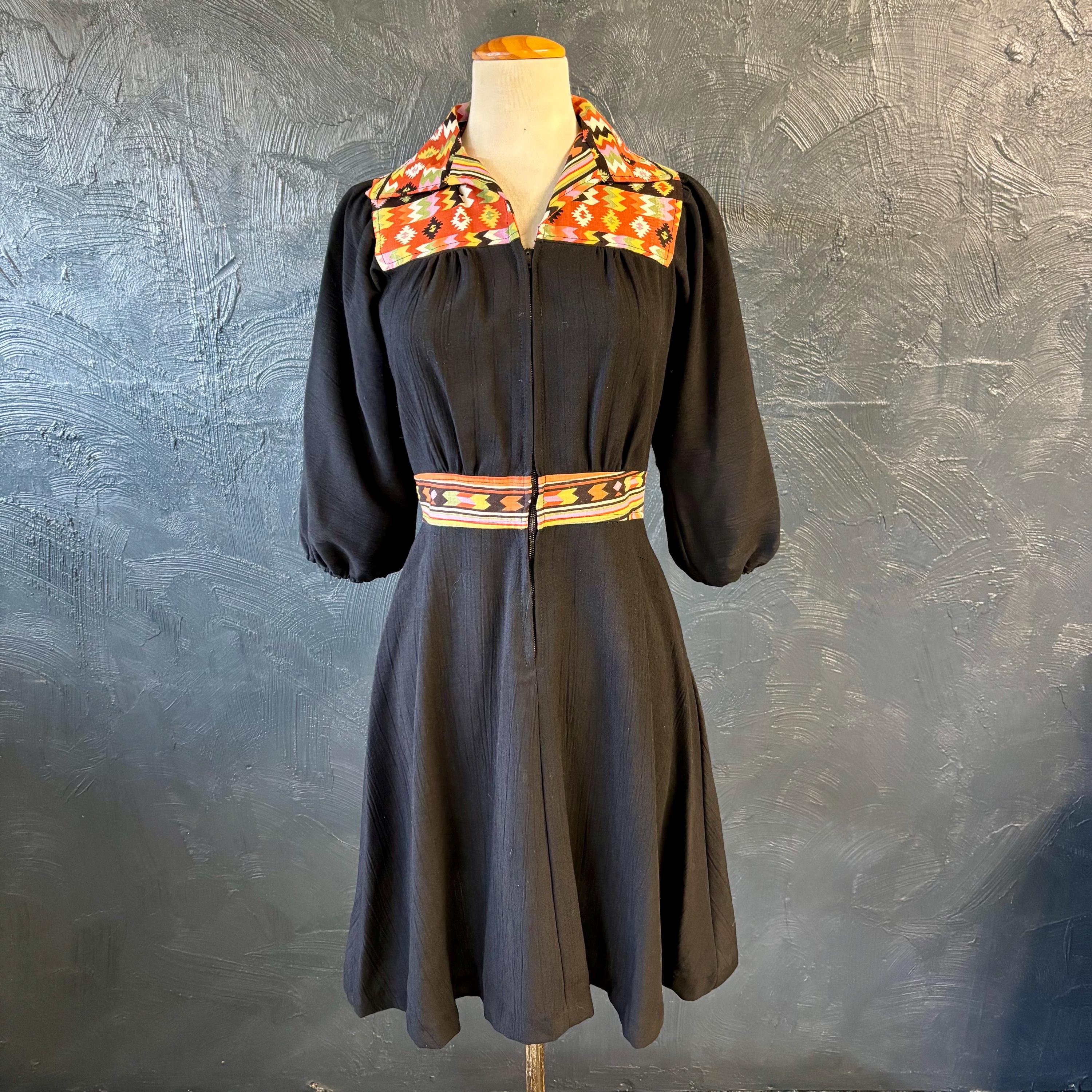 open lace back dress A-Line Vintage Western Dress X-Large