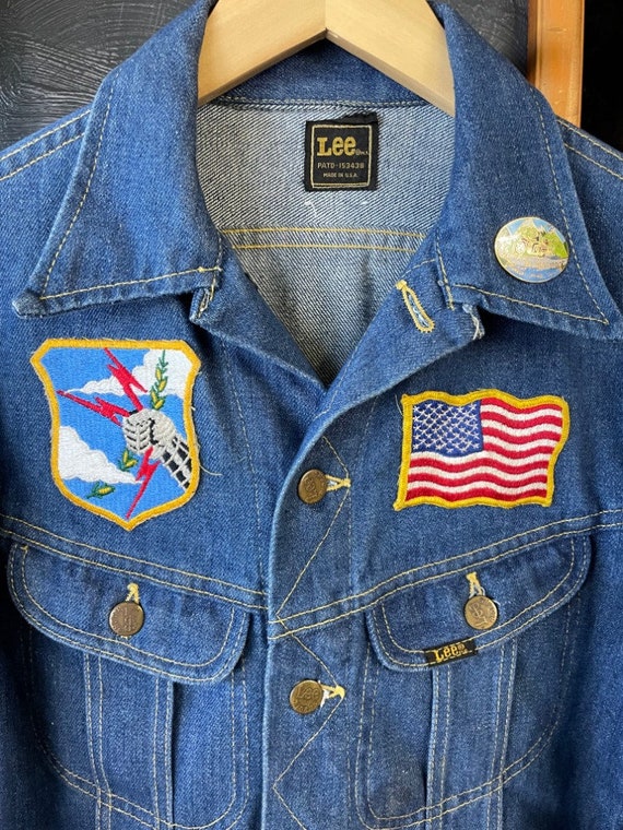 Vintage 1970's Lee Denim Jacket With Patches USA … - image 3
