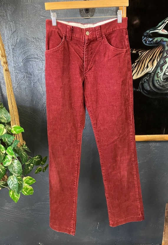 Vintage 1970's Lee Burgundy Corduroy High Waisted… - image 6