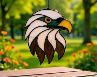Eagle Stained Glass Pattern, Bald Eagle Suncatcher PDF, DIY Window Decor