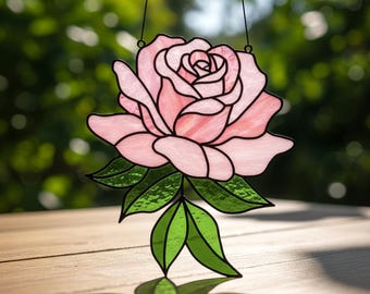 Patrón romántico de vitral con rosas: atrapasol floral, decoración artística (PDF, SVG y PNG)