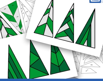 Stained Glass Christmas Tree Patterns: Modern Designs Bundle (PDF, SVG)