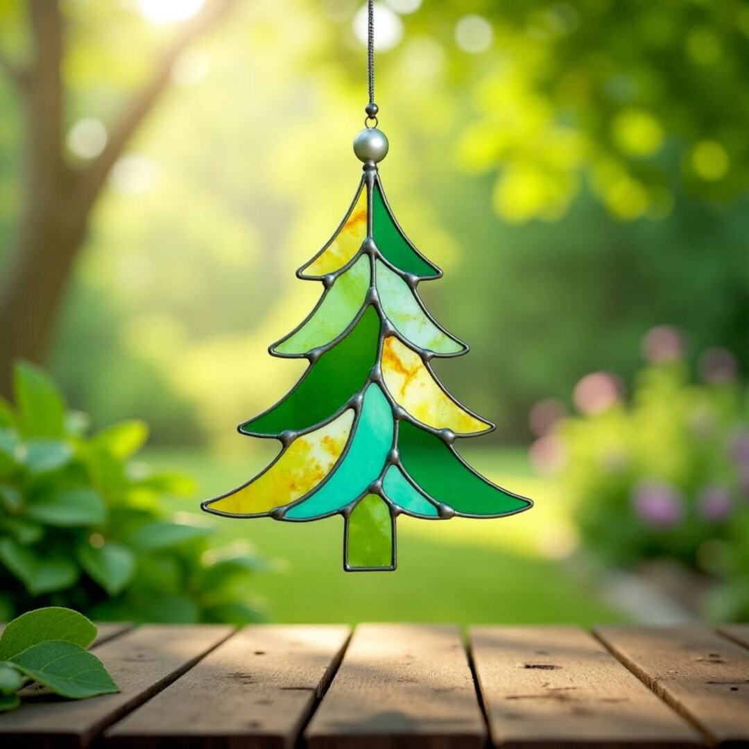 Christmas Tree Stained Glass Pattern – Ornament Suncatcher Template PDF ...