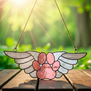 Stained Glass Paw with Wings Pattern – Pet Memorial Ornament, Angel Gift PDF