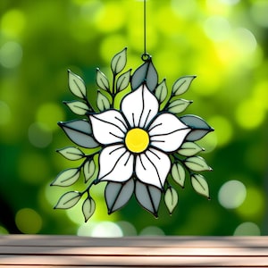 Anemone Flower Stained Glass Pattern Digital Download, Flower Svg, Flower Png, Flower Suncatcher, Glass Art Decor, Flower Print Pdf