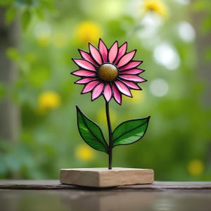 Modèle de vitrail aster - décoration en verre, panneau de fleurs, art du verre, vitrail fleur, design floral, créations artisanales, Svg, Png, Pdf, Jpg