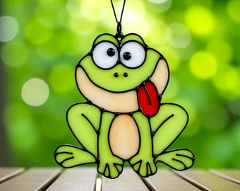 Motivo a rana in vetro colorato, simpatico acchiappasole a forma di rana, arte fai da te a forma di rana in vetro, regalo fatto a mano, decorazione a forma di rospo, rana in vetro, rana in formato Png, PDF, Svg, Jpg