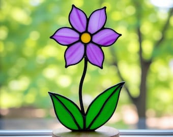 Stained Glass Cosmos Flower Pattern: Suncatcher, Floral Art (SVG, PDF)