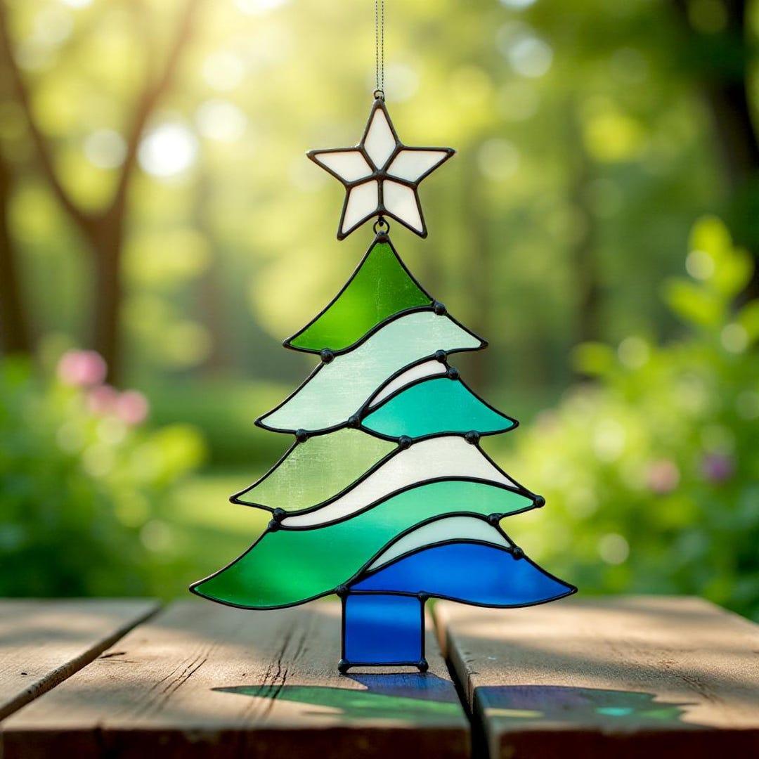 Christmas Tree Stained Glass Pattern – Holiday Ornament Suncatcher SVG ...