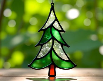 Christmas Tree Stained Glass Pattern - Suncatchers, Digital Template Pdf Svg Png