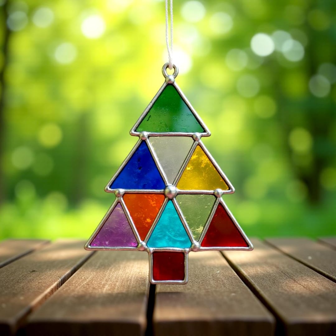 Christmas Tree Stained Glass Ornament – Holiday Decor Panel SVG PDF ...