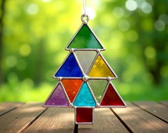 Christmas Tree Stained Glass Pattern - Suncatcher, Digital Template SVG, PDF, PNG