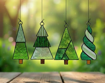 Christmas Trees Stained Glass Pattern – Beginner DIY, Bundle Templates Pdf, Svg, Png