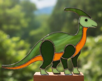 Dinosaur Stained Glass Pattern - Jurassic Suncatcher, Digital Download PDF, SVG, PNG
