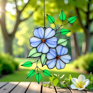 Pansy Stained Glass Pattern Digital Download, Flower Suncatcher, Glass Art Decor, Stained Glass Flower, Stained Glass Decor Svg Png Pdf Jpg