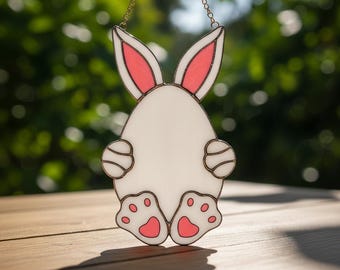 Bunny Stained Glass Pattern - Easter Suncatcher, Digital Template Pdf, Svg, Png
