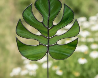 Monstera Stained Glass Pattern - Tropical Leaf Suncatcher, Template for Cricut PDF, SVG, PNG