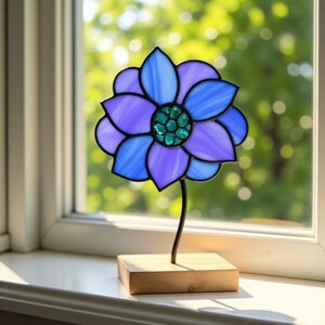 Anémone - Motifs de vitraux, décoration en verre, panneau de fleurs, art du verre, vitrail fleur, design floral, travaux manuels, Svg, Png, Pdf, Jpg