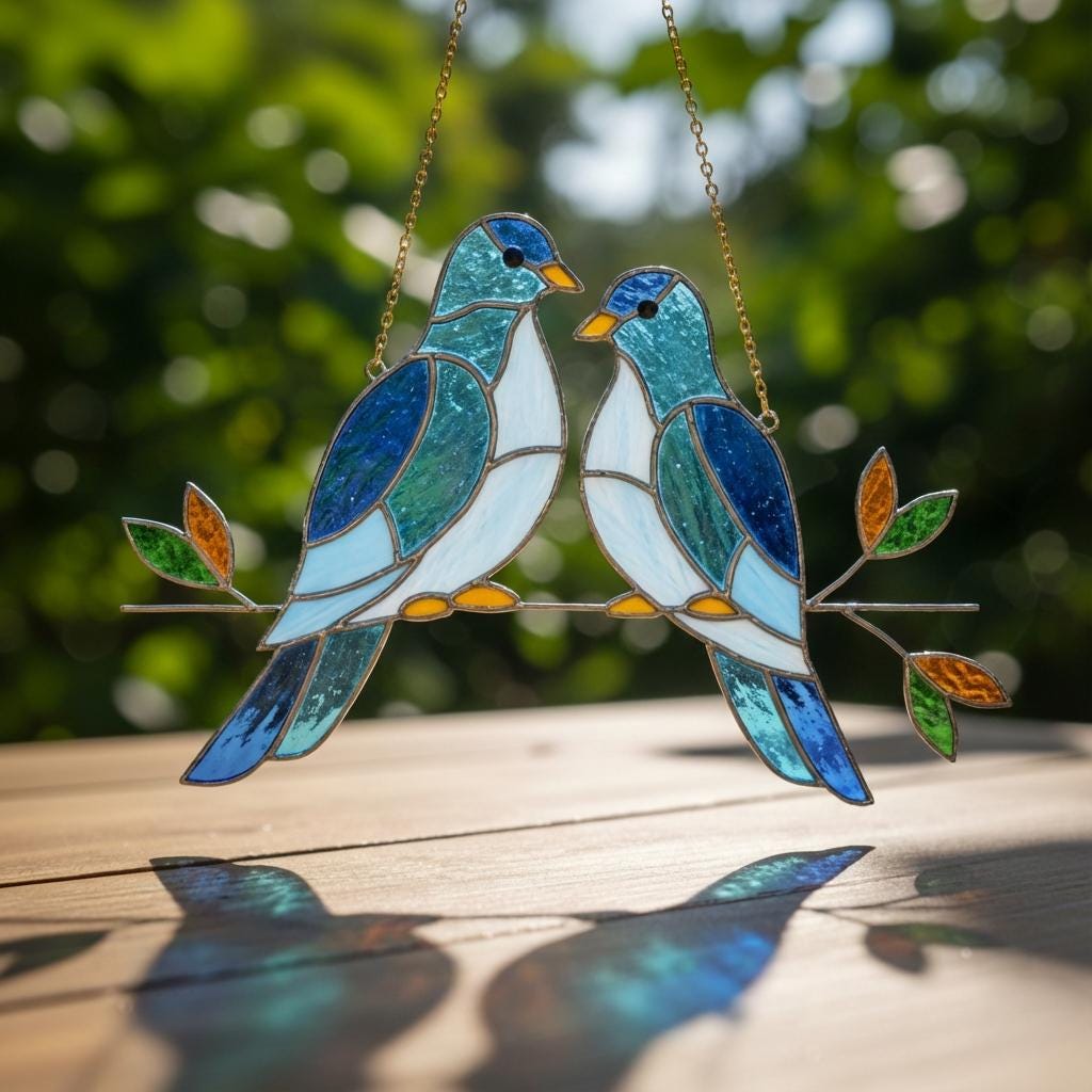 Malti Glass 【Love Birds/ラヴ　バード】台座付　他　4点 Glass Love Birds - Etsy