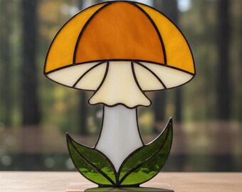 Mushroom Stained Glass Pattern - Forest Suncatcher, Digital Template PDF, SVG, PNG