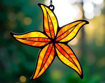 Starfish Stained Glass Pattern - Suncatcher, Digital Template PDF, SVG, PNG