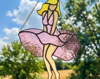Marilyn Dress Stained Glass Pattern - Digital Suncatcher (Pdf, Svg, Png)