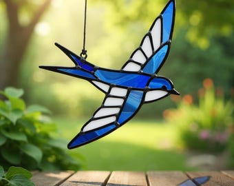 Schwalbe Glasmalerei Suncatcher - Einfache PDF SVG Vogel DIY-Vorlage