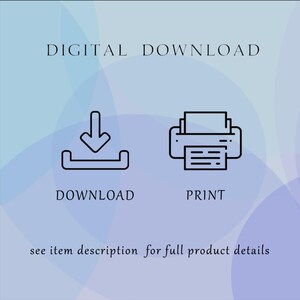 Puede incluir: Icono de descarga digital con una flecha hacia abajo en un cuadro y la palabra "DESCARGAR" debajo. Un icono de impresora con una hoja de papel en &eacute;l y la palabra "IMPRIMIR" debajo. El texto "DESCARGA DIGITAL" est&aacute; en la parte superior de la imagen. El texto "ver la descripci&oacute;n del art&iacute;culo para obtener detalles completos del producto" est&aacute; en la parte inferior de la imagen.