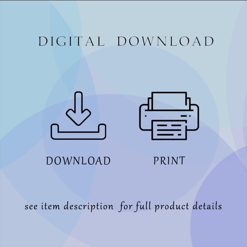 Puede incluir: Icono de descarga digital con una flecha hacia abajo en un cuadro y la palabra "DESCARGAR" debajo. Un icono de impresora con una hoja de papel en &eacute;l y la palabra "IMPRIMIR" debajo. El texto "DESCARGA DIGITAL" est&aacute; en la parte superior de la imagen. El texto "ver la descripci&oacute;n del art&iacute;culo para obtener detalles completos del producto" est&aacute; en la parte inferior de la imagen.