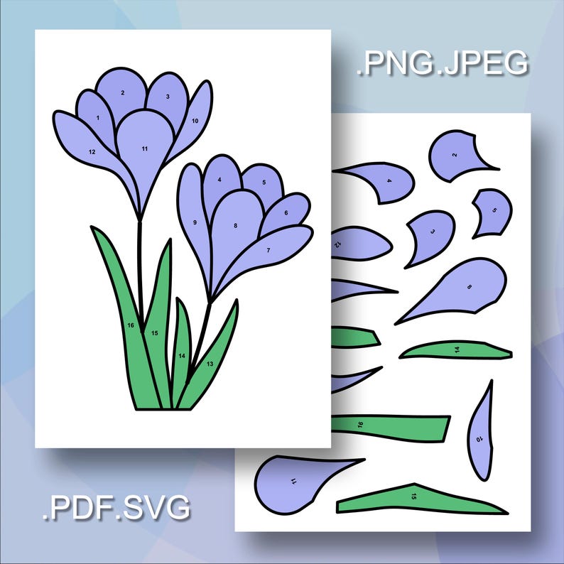 Crocus Stained Glass Pattern PDF, Spring Flower Suncatcher Template ...