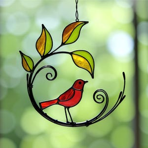 Stained Glass Bird Suncatcher Pattern: Garden Decor (SVG PDF PNG)