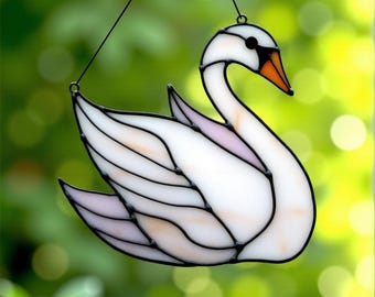 Patrones de vidrieras Silly Goose: pájaros, adornos, atrapasol, pájaro, ganso, arte de vidrieras, artesanía en vidrio, decoración, SVG, PDF, PNG y JPG