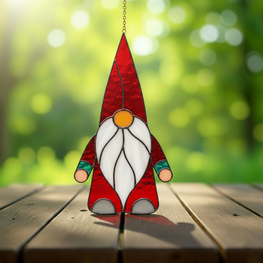Santa Stained Glass Pattern – Christmas Gnome Suncatcher Digital (pdf ...
